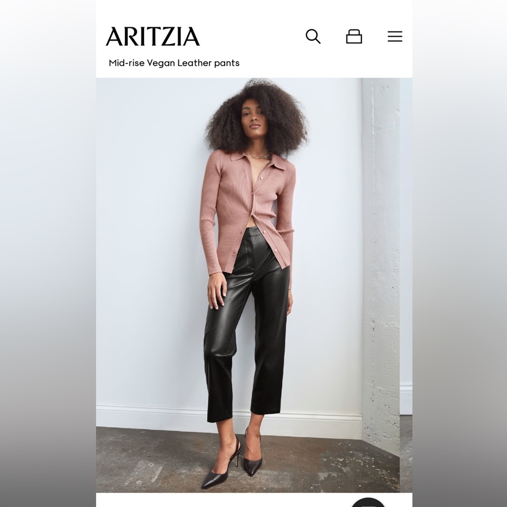 Aritzia Babaton Command Mid Rise Vegan Leather Crop Pants